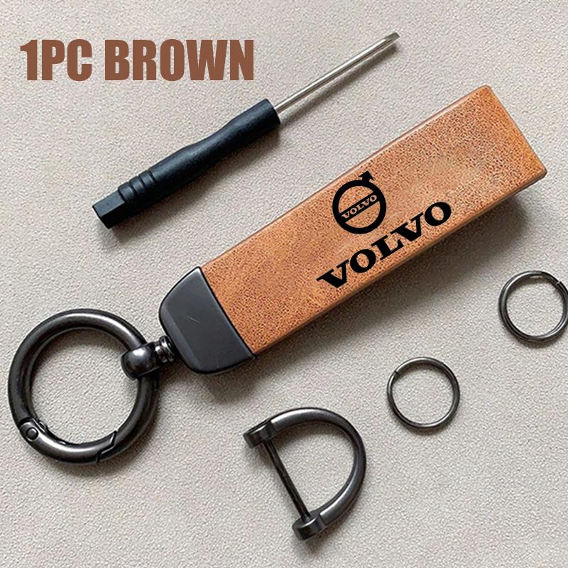 

Leather Rope Car Keychain Hand Braided Horseshoe Buckle Keychain For Volvo V50 S60 XC60 S40 XC40 XC90 V70 XC70 C30 V40 V60