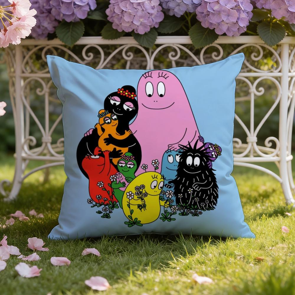 Cartoon Cute B-Barbapapas Cushion Cover Home & Car Dual-Scene Pillow Cover: Reversible for Premium Comfort