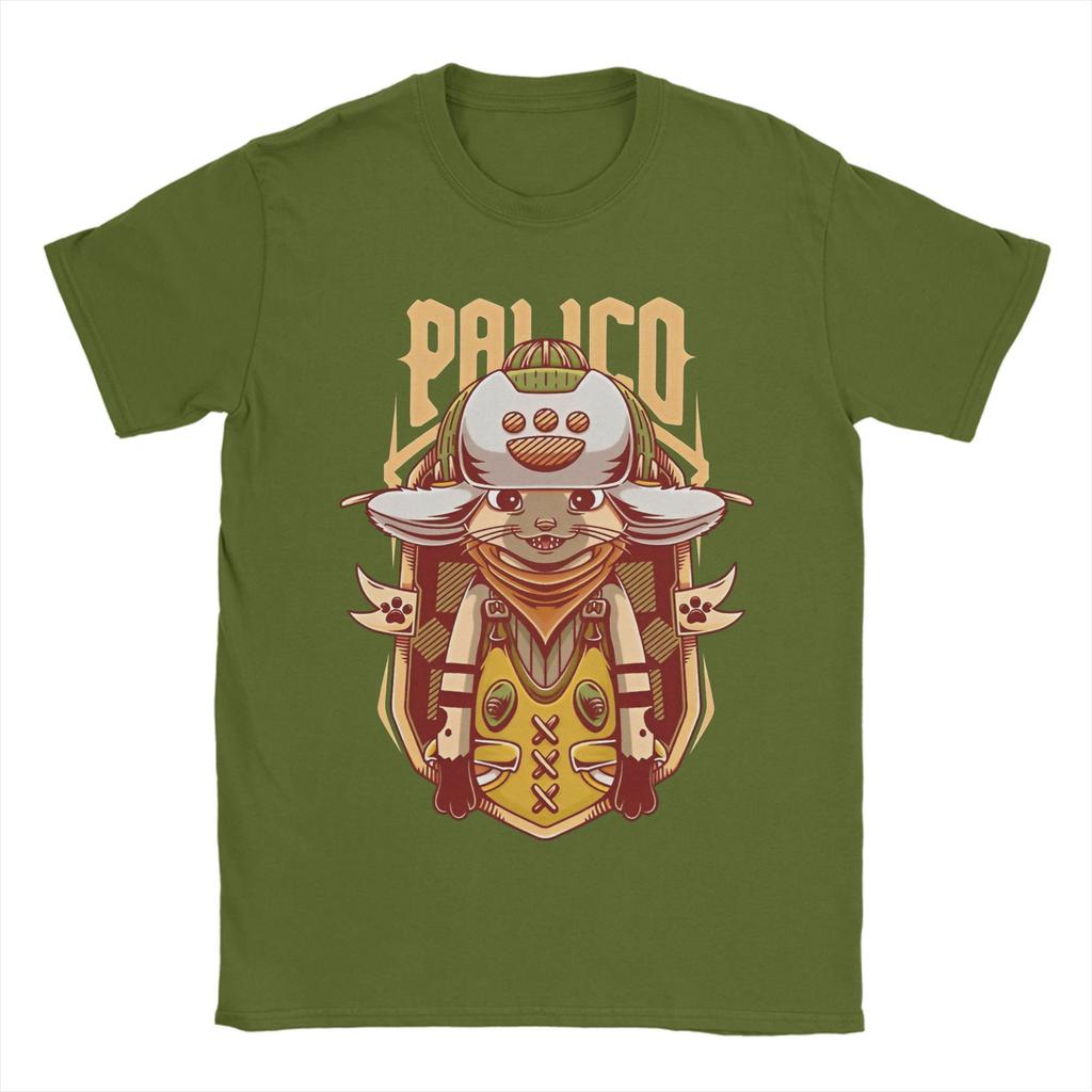 Camiseta para Hombre Hunter Wilds Palico Compañero Camiseta de Juego Algodón Merch Informal Manga Corta Cuello Redondo Camisetas Camiseta de Regalo de Cumpleaños