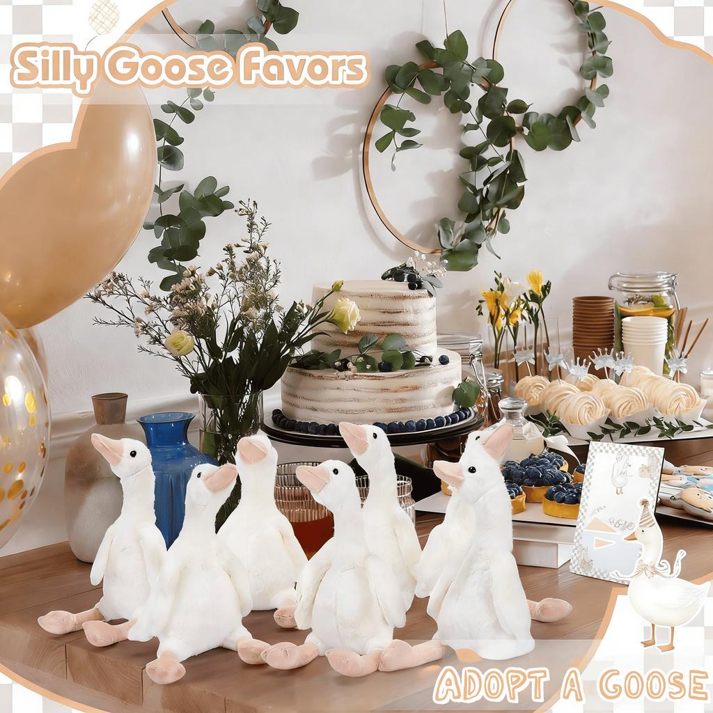6-12PCS One Silly Goose Party Favors 9.8IN Goose Stuffed Animal Plush Toy for Birthday Decoration Baby Shower Party Gifts