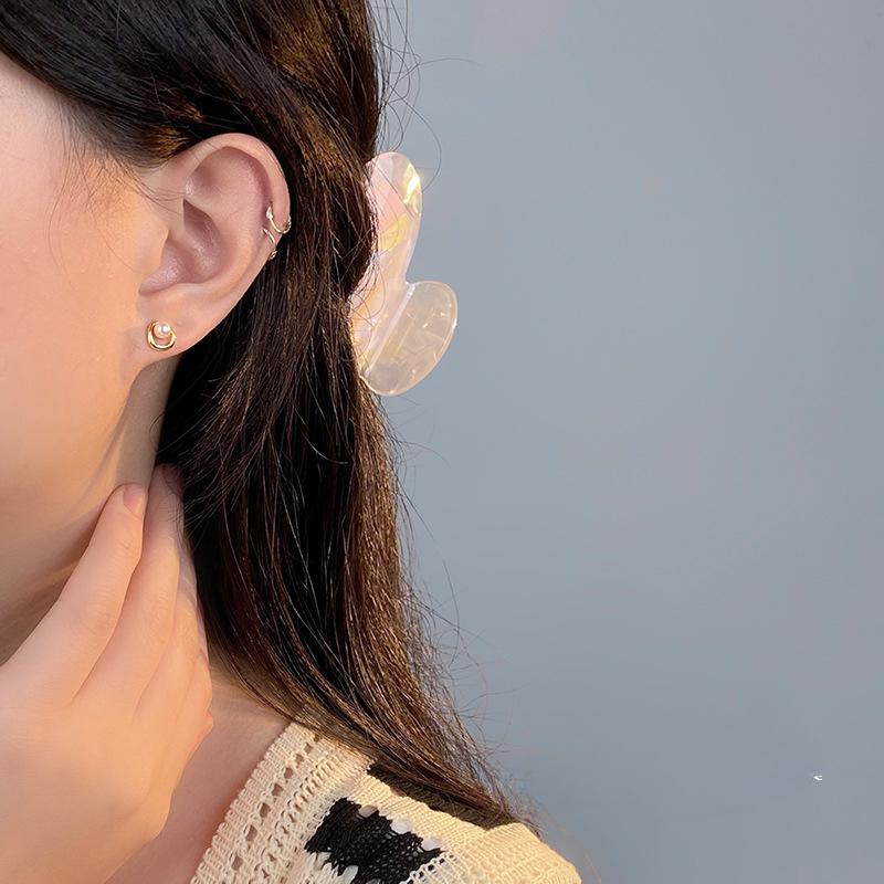 Simple Ring Pearl Women's French High-end Elegant Temperament Versatile Earrings
