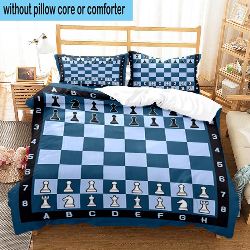 Chess Opening Strategy 3pcs Bedding,Including 1pc Duvet Cover And 2pcs Pillowcases Perfect for Christmas,Ideal for Bedroom, Dormitory