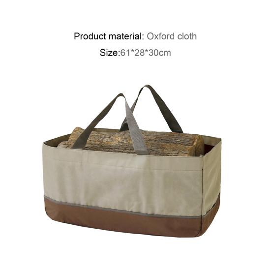 Firewood Carrier with Handles Non-slip Waterproof Foldable Patchwork Storage Oxford Cloth Large Capacity Log Tote Bag for Camping