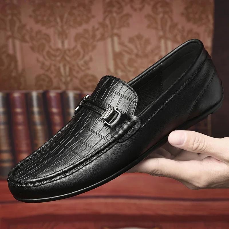 Luxury Brand Genuine Leather Men Shoes Loafers Business Casual Leather Shoes Men Flat shoes