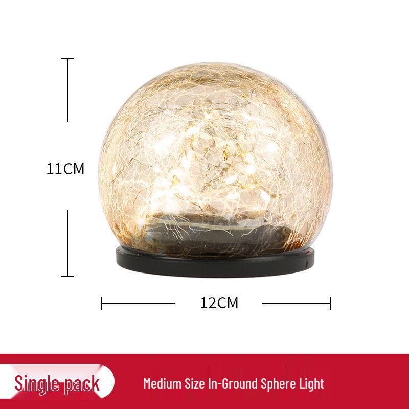 Solar LED Crackle Glass Globe Light for Outdoor Garden & Lawn, Waterproof In-Ground Accent.