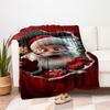 "Christmas Santa Claus Gift Box with Bow"Blanket Flannel Throw Blanket for Sofa, Bed, Travel, Camping, Office