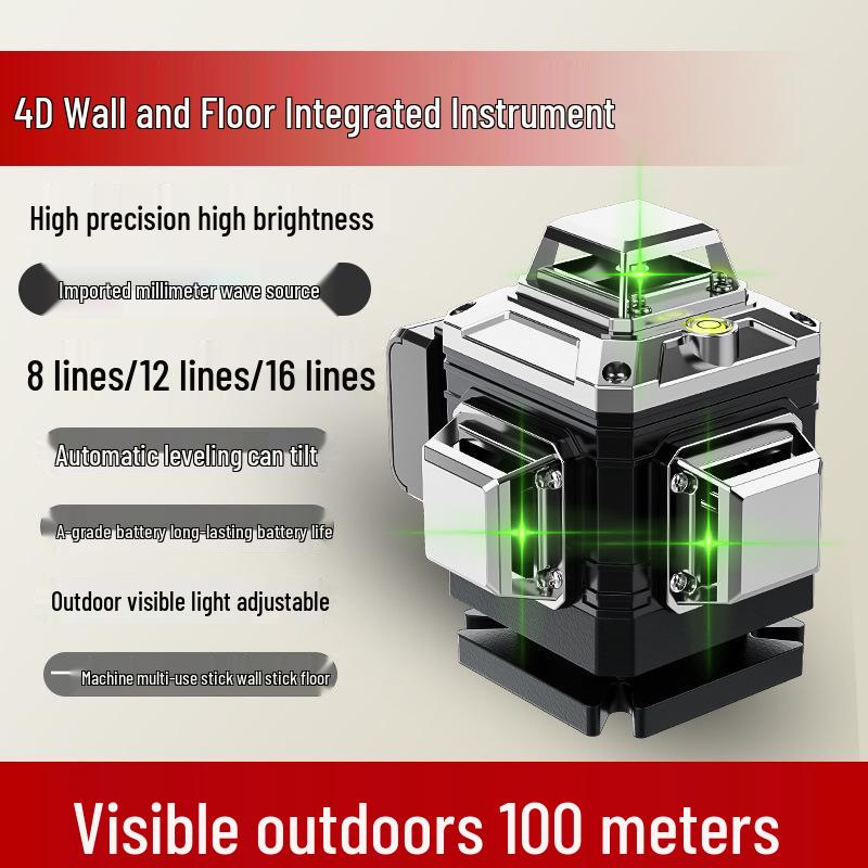 High-Precision Green Laser Level with 16 Lines for Wall and Floor Integration