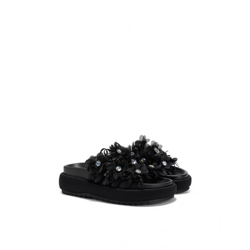 

Thick-soled slippers outer wear women s spring summer new muffin sandals half slippers 35 чёрный