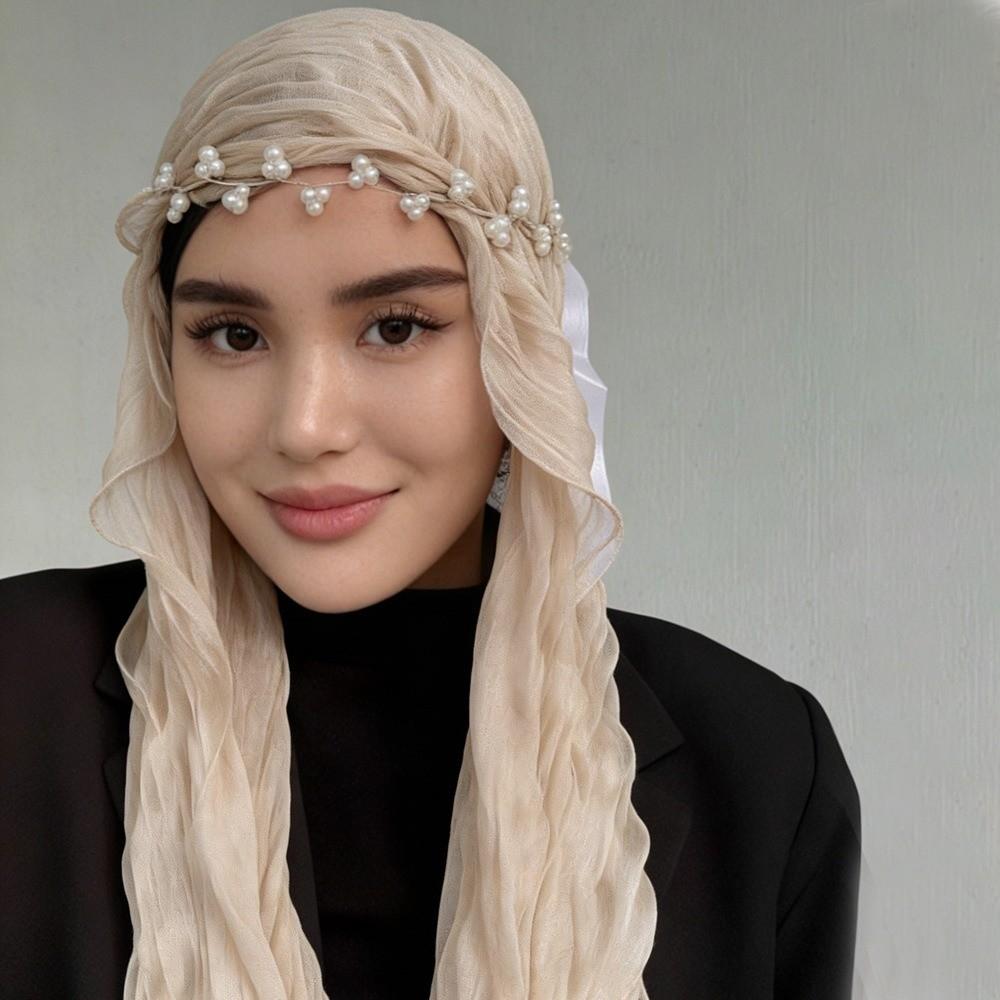 Fashion Solid Color Silk Scarf Shining Chiffon Chiffon Hijab Veil Soft Long Sunscreen Headscarf Outdoor