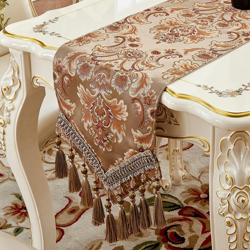 Big Patterns Table Runner Chinese Blue Table Flag Tea Table Close Tv Cabinet Cover Cloth with Tassels