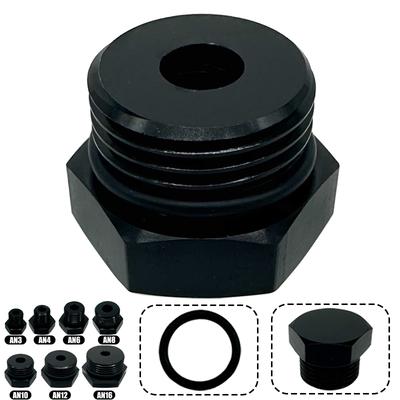 3AN 4AN 6AN 8AN 10AN 16AN Stecker Blindstopfen Fitting Sechskantkopf Stopfen Mit O-Ring Adapter Kraftstofftank Endgewinde Stopfen Aluminium Schwarz