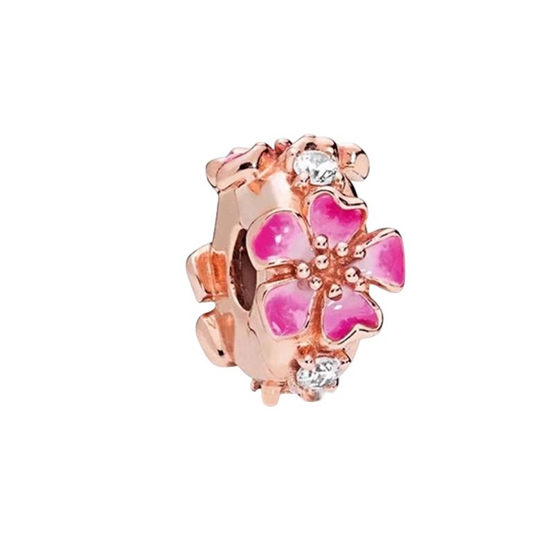 Funkelnde Roségold Clip-Charms Perlen Passend für Original Schlangen-Kupfer-Armband Halskette Perlen Für DIY Schmuck Damen Geschenk