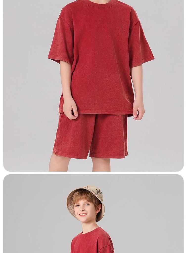 Pure Cotton Retro Short Sleeve Round Neck Loose T-Shirt for Children & Toddlers - Trendy Spring/Summer Kids' Clothing