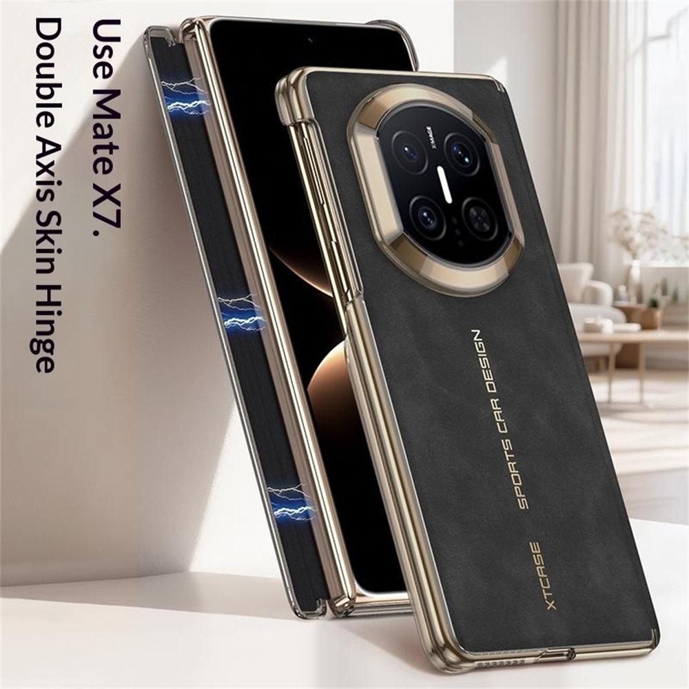 GKK Magnetische Hülle für Huawei Mate X7 Dual-Achsen Scharnierschutz PU-Leder + TPU + PC Handyhülle