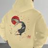 Felpa con cappuccio da uomo con carpa giapponese, fiori di ciliegio e carattere cinese (Koi) Felpa Casual dal Design Ampio.