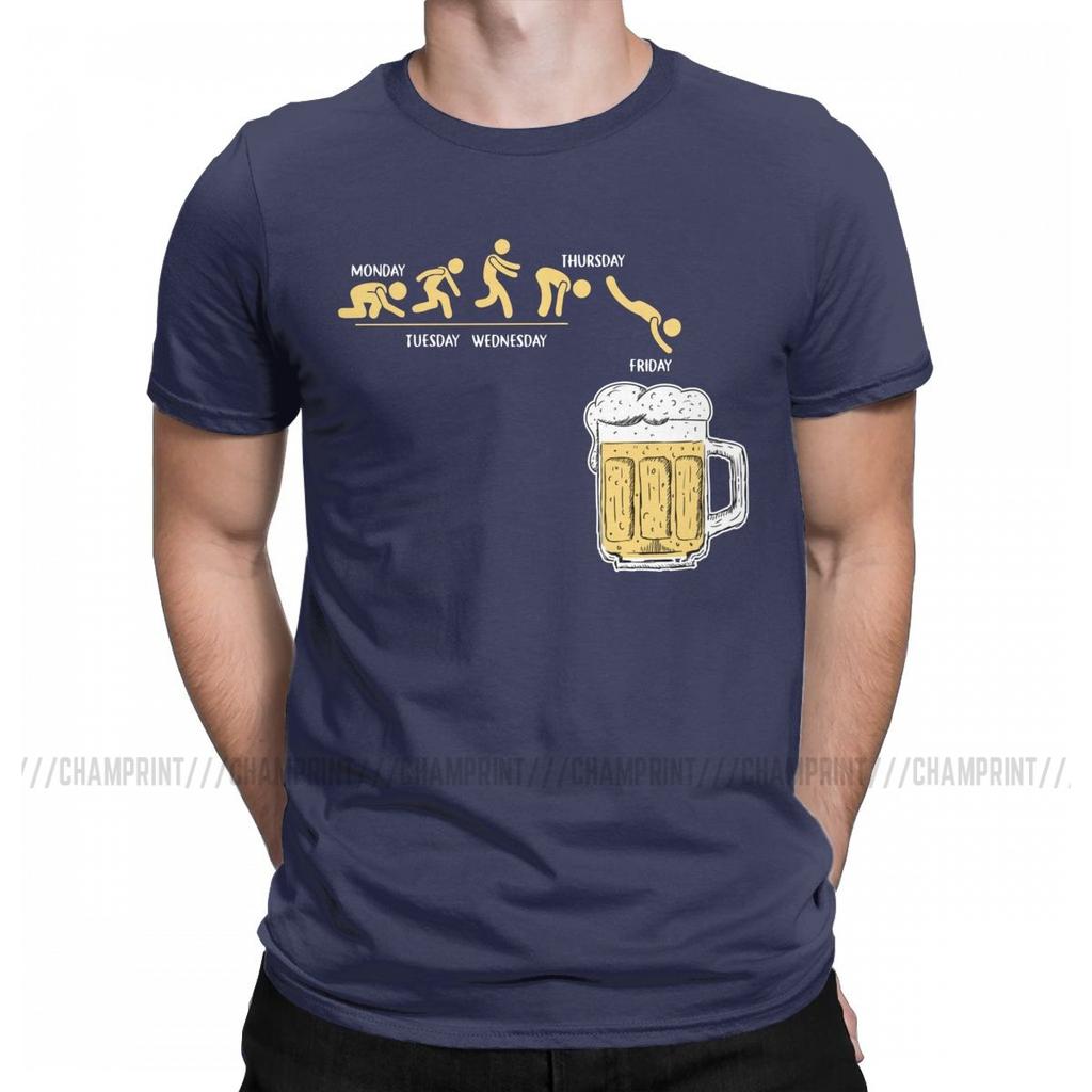 Funny Friday Beer Alcohol Weekend T Shirts Men 100% Cotton Vintage T-Shirt Round Neck Tees Short Sleeve Tops Plus Size