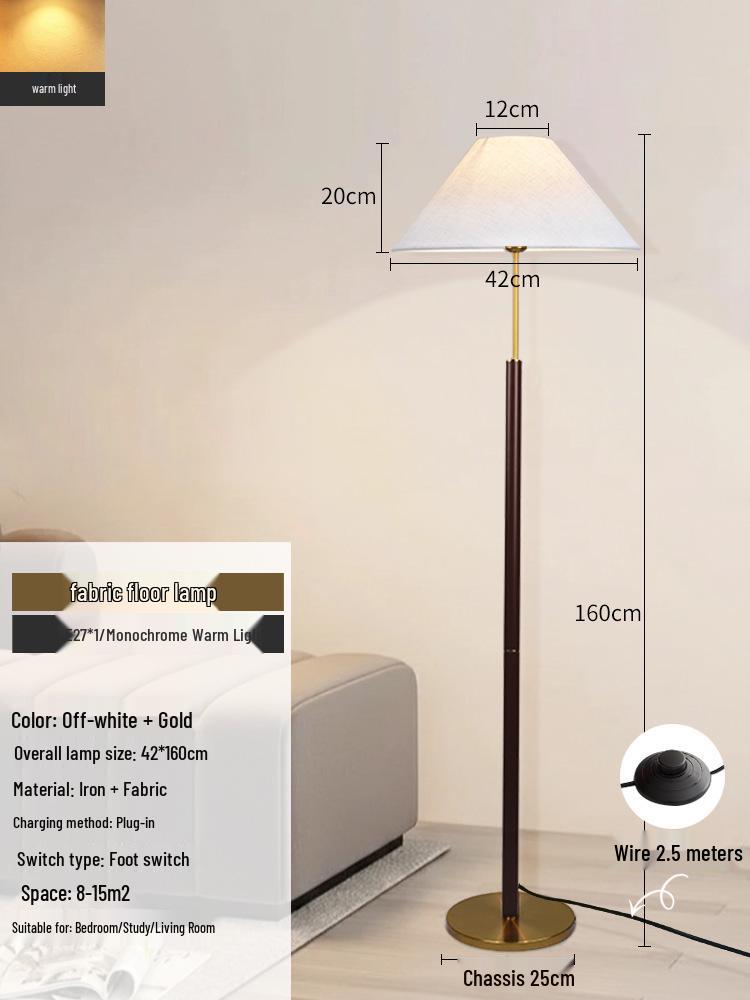 Modern Minimalist Floor Lamp: High-End Fabric Standing Light for Living Room, Study, or Bedroom.