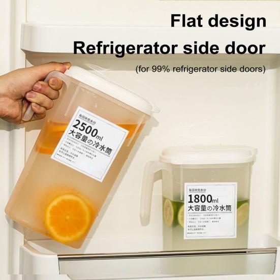 Distributore di bevande da 1800/2500 ml per frigorifero Filtro a rete Maniglia comoda Bollitore per acqua fredda salvaspazio Brocca per succo di apertura