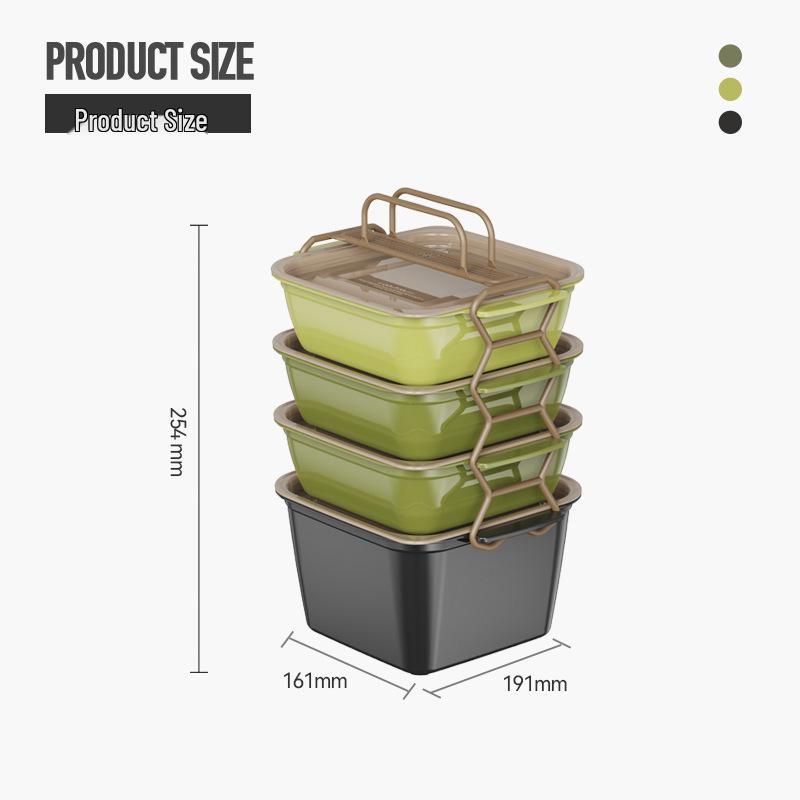 Four-Piece Outdoor Camping Set: Tote Bag, Large-Capacity Picnic Box, Microwaveable Bento Box, Refrigerator Fresh-Keeping Box.