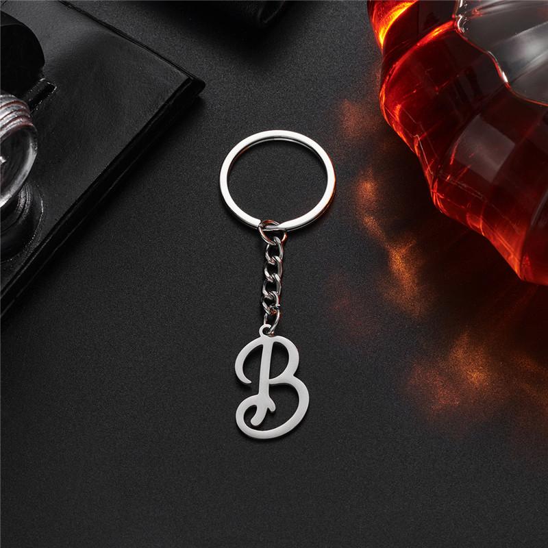 Fashion DIY A-Z Initials Metal Keychains Holder Pendent Key Chain Women Car Key Ring Simple Letter Name Keyrings Party Gift