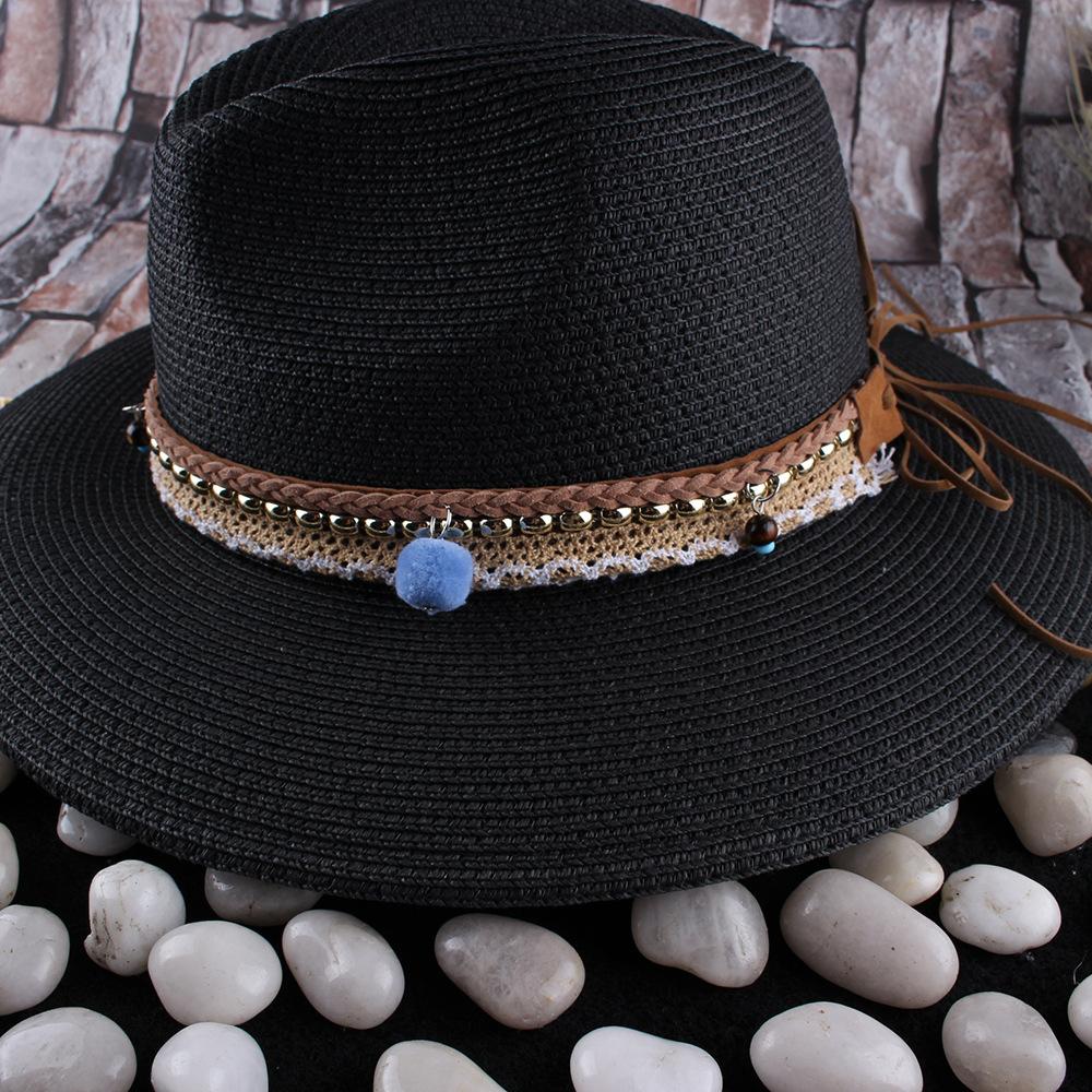 New Women's Fashion Big Eaves Bell Jazz Top Hat Spring and Summer Outdoor Travel Sunscreen Shade Straw Hat