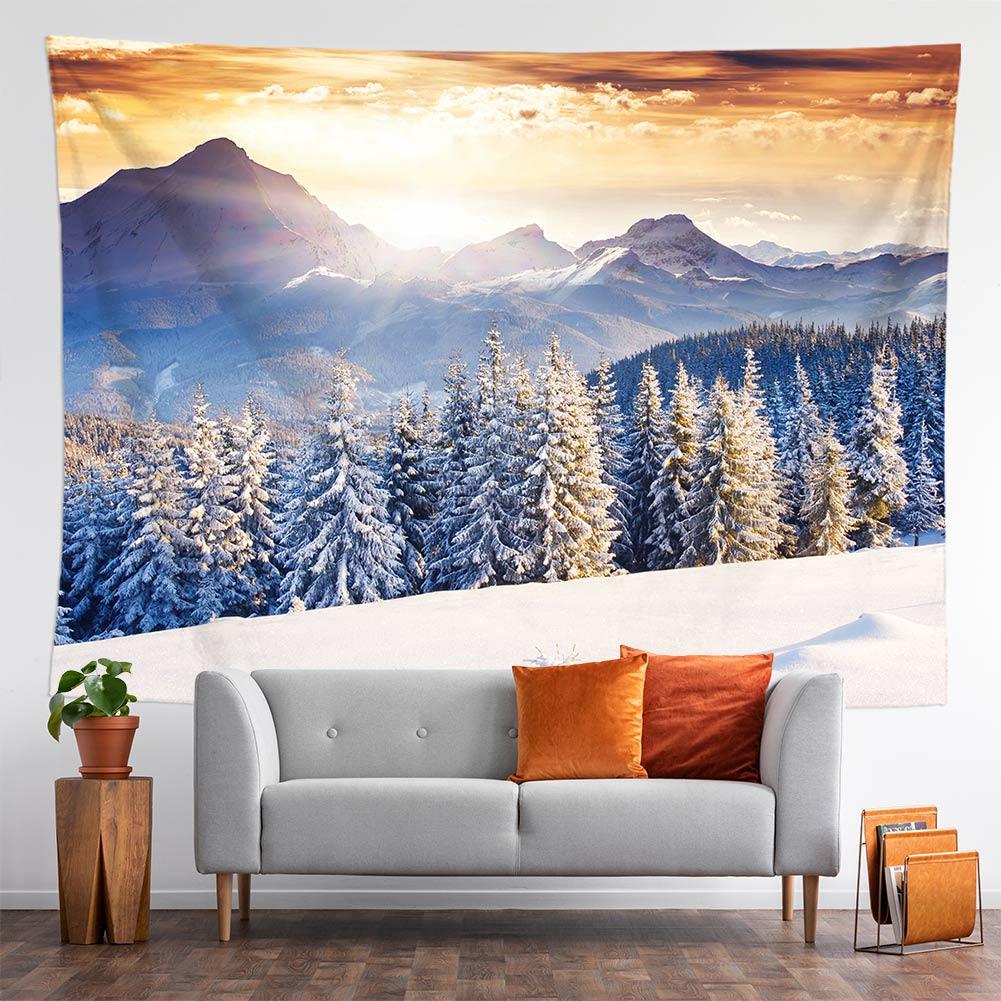 

Гобелен у стилі бохо настінного мистецтва домашнього декору красивий зимовий кедр сніговий принт великий настінний гобелен хіпі настінний 200X150CM