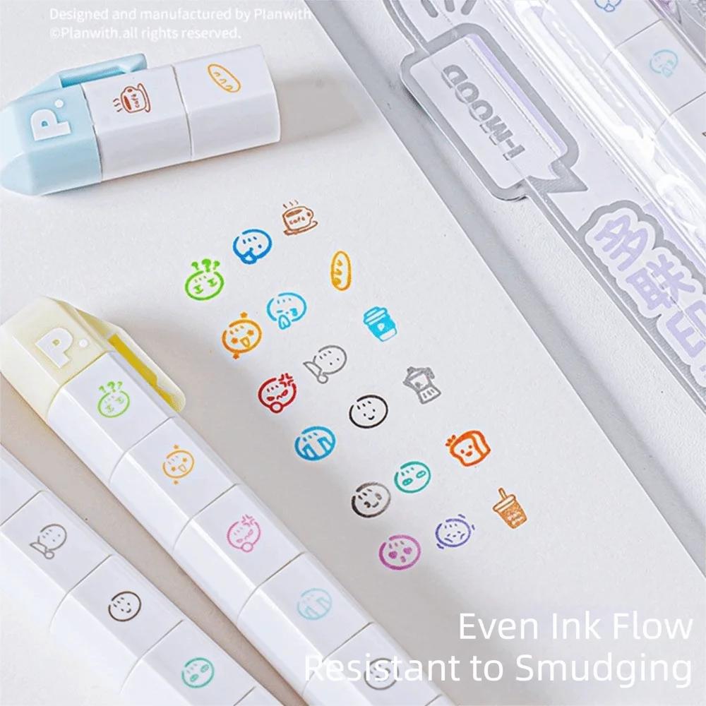 Cute Detachable Arrival Cute To Do List Journal Stamp Multi-Head Portable Diary Seal Stamp Mark for Scrapbook Journal