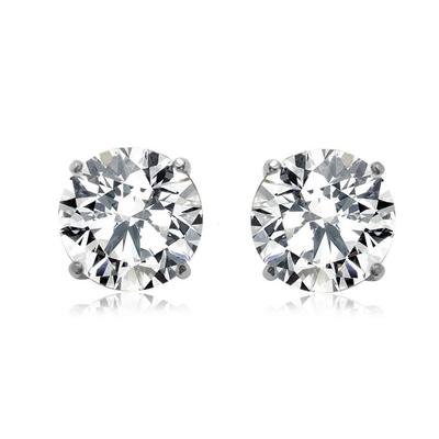 Silver Earrings Round Zircons 10mm