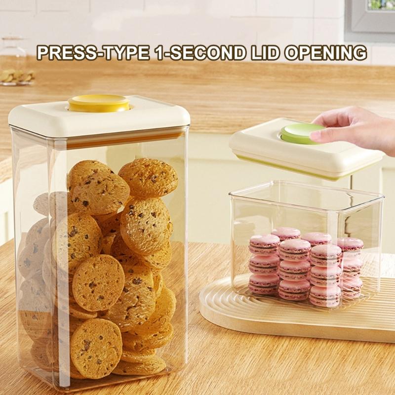 Space Saving Square Plastic Food Preservation Container Press Lock Vacuum Seal Technology for Coffee Snacks Storage
