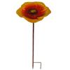 Elegant Flower Shaped Bird Birdbaths Bowl with Stake for Treat Water Sand