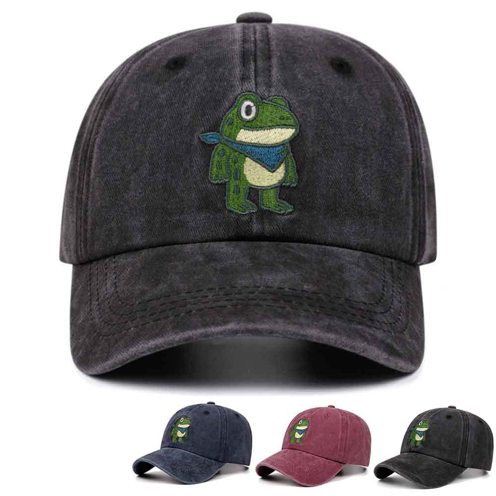 Baseball Cowboy Stitching Embroidered School Old Vintage Washed Frog Cute Cartoon Caps Women Men Outdoor Casual Duck Hats