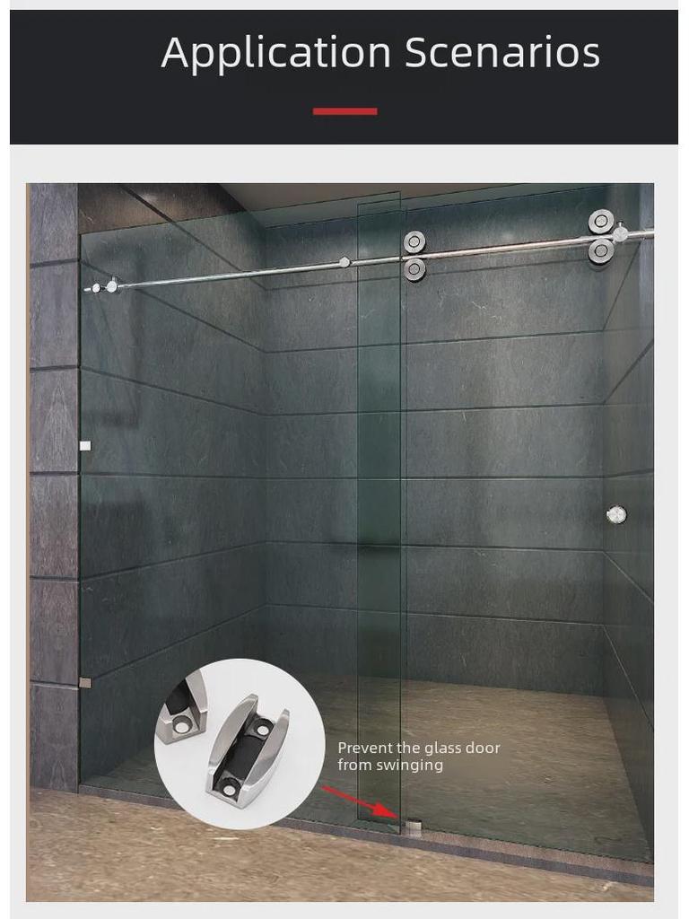 304 Stainless Steel Glass Sliding Door Stopper for Shower Rooms