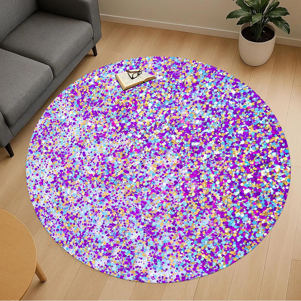 1pc Glitter Circle Round Chair Mat Area Rug - Non-Slip, Floor Mat for Office, Bedroom, and Indoor Decor -1002216