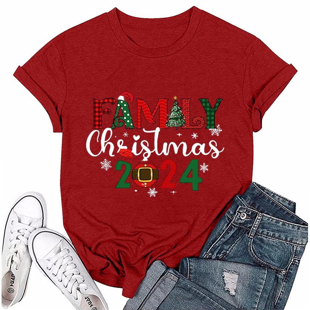 Γυναικείο Καθημερινό Χριστουγεννιάτικο Μπλουζάκι Πουλόβερ Κοντομάνικο Φαρδύ με Στρογγυλή Λαιμόκοψη