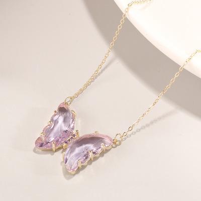 SSeeSY Customised Cheap Jewelry Sweet Cool Style Stainless Steel Gold Plated Butterfly Crystal Tarnish Free Necklace