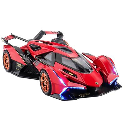 1/32 Lamborghini V12 Spor Araba Simülasyonu Pres Döküm Metal Alaşım Model Araba Ses Işık Geri Çekme Koleksiyonu Çocuk Oyuncak Hediye A655