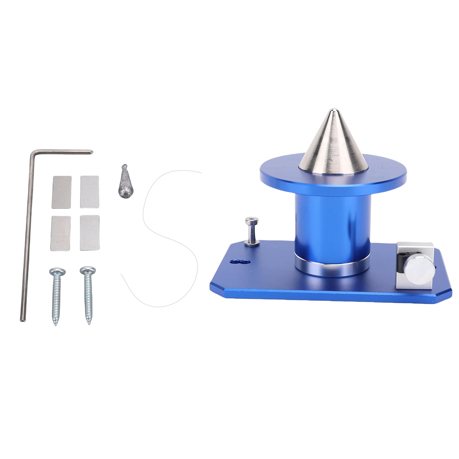 Lawn Mower Blade Balancer Metal Built in Strong Magnet Efficient Alignment Adjustable Wall Mount Blade Balancing Tool blu