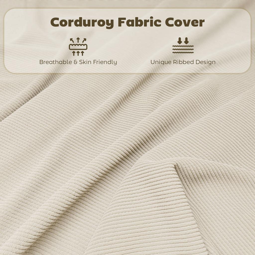 Set of Four Folding Corduroy Seat Chairs, Cream