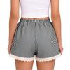 Women's Fashion Striped Shorts with Lace Trim Elastic Waistband Casual Summer Beachwear Comfortable Lightweight Lounge Bottoms