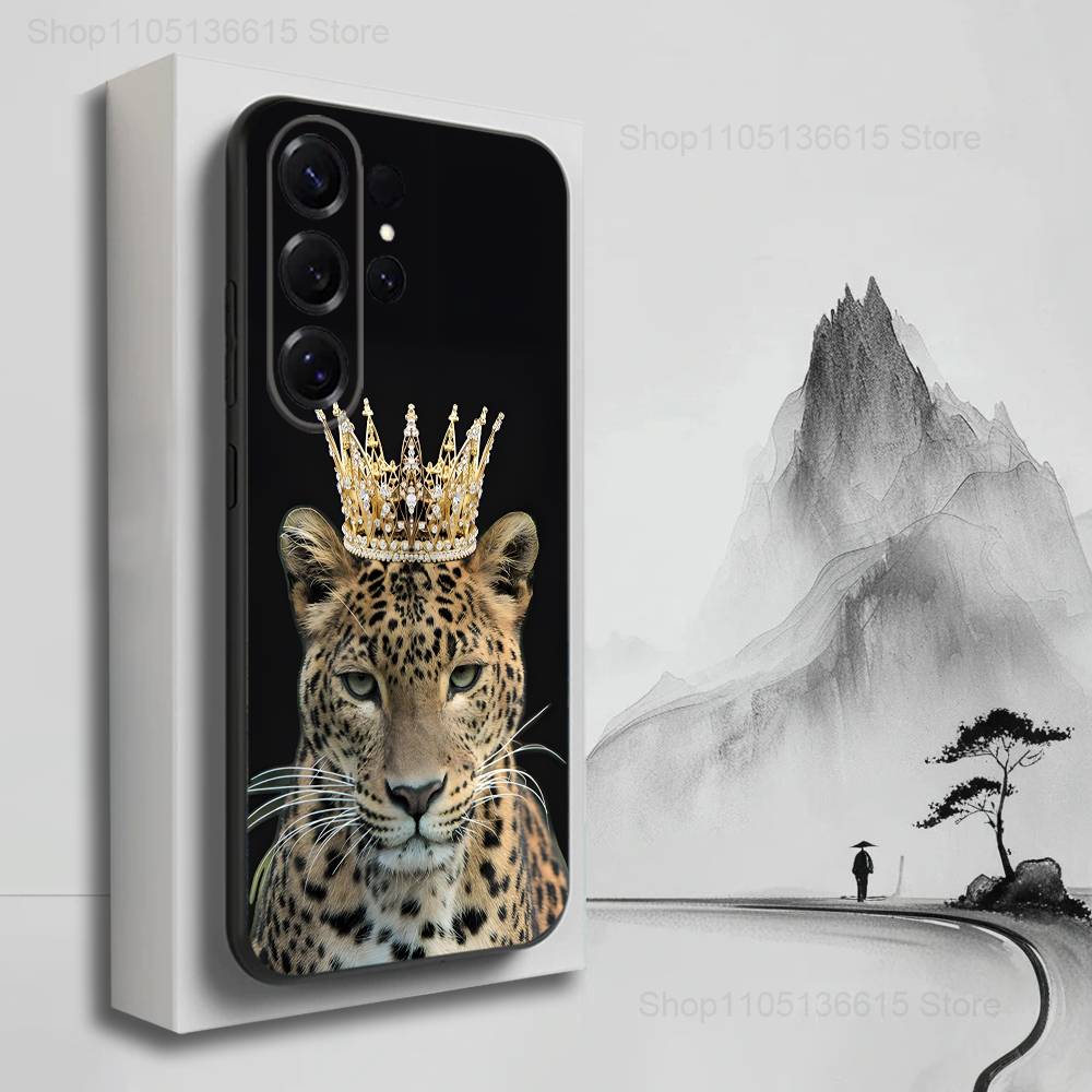 Luxury Leopard Fashion Print Case For Samsung S22,S21,S9,S25,S24,S23,Ultra,FE,S20,S10,Plus,Lite,Soft Silicone Black