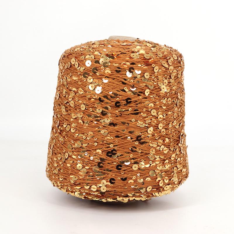 Hand-Knitted Bright Cotton Yarn with Sequins, 3MM+6MM, Combed and Fancy