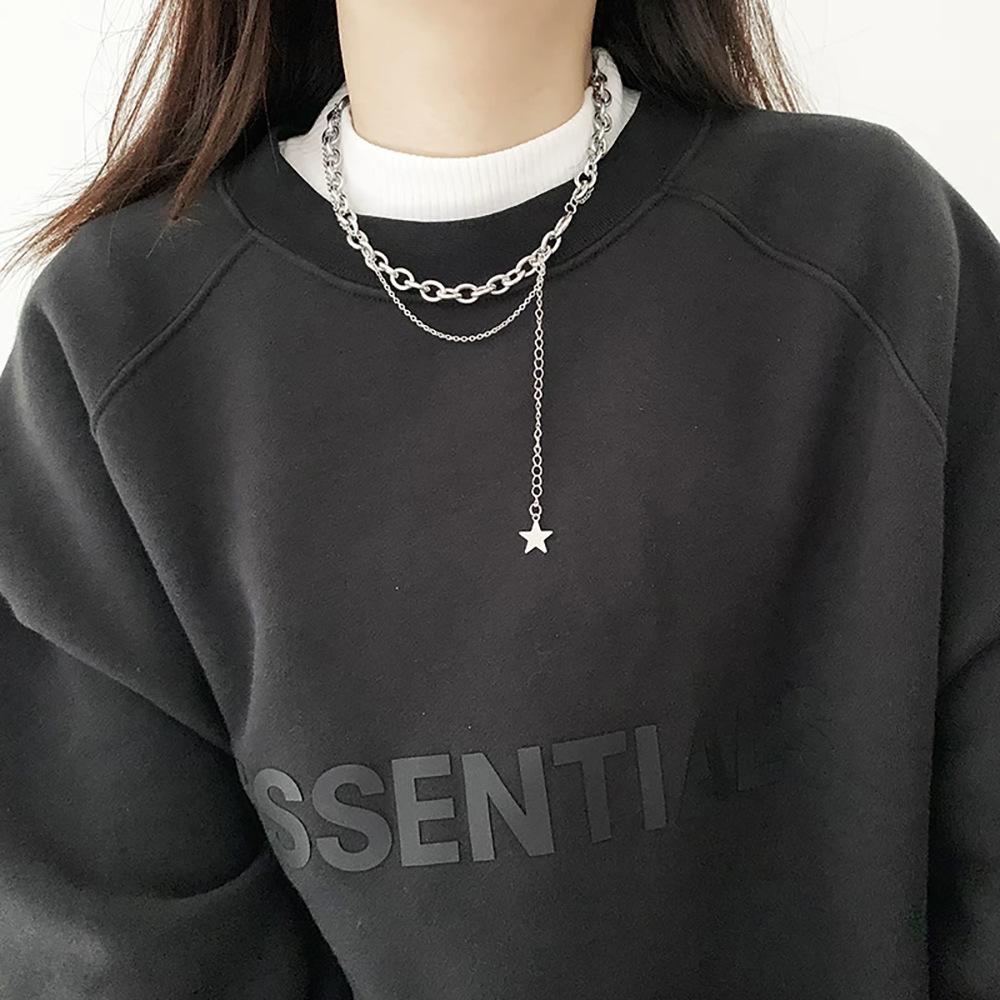 2025 New Star Stacked Pendant Titanium Steel Link Chain Punk Clavicle Necklace Sweater Chain Accessories Women Perfect