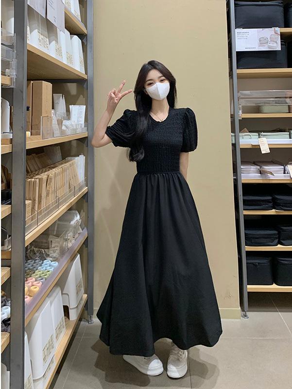 

Plus Size French Retro Patchwork Slimming Short Sleeve Dress 4XL (Recommended for 180-200 jin) чёрный