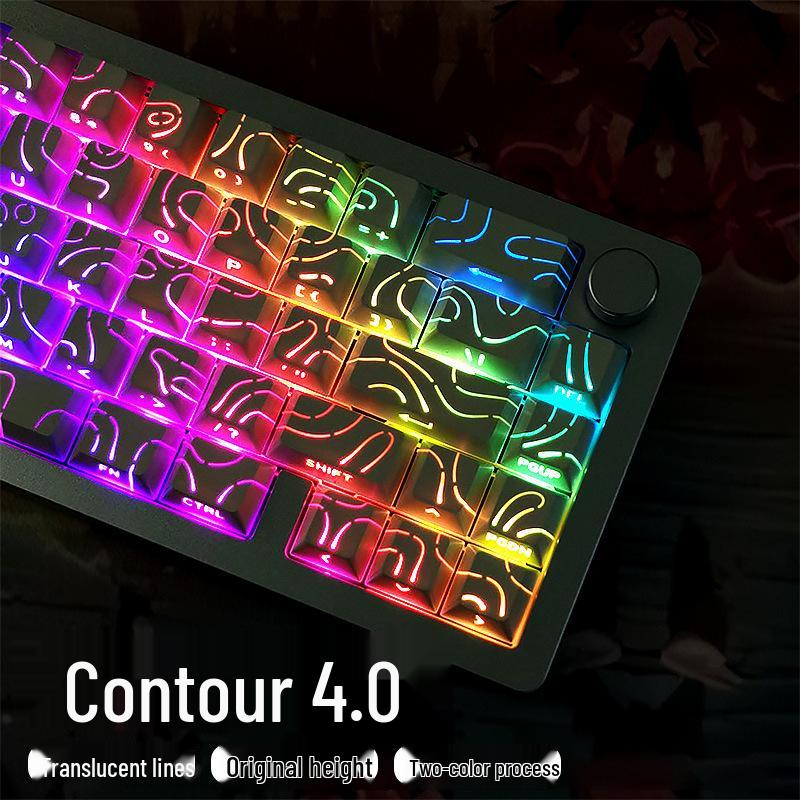 Contour Side-Printed Keycaps: Light-Transmissive, Compatible with Mad Catz Wooting60, Made68, Ace68