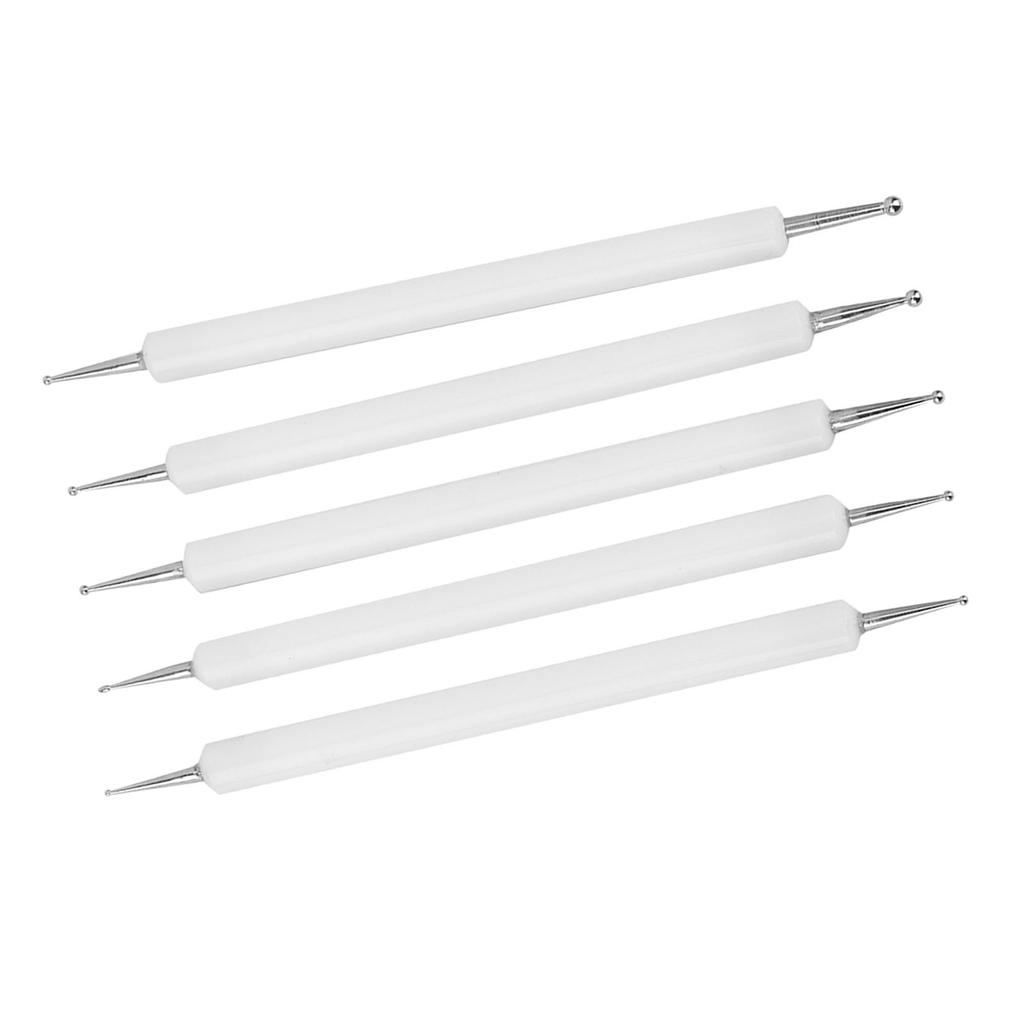 5Pcs Double End Acrylic Rod Round Head Clay Indentation Pen Sculpting Dotting Tool (Black)