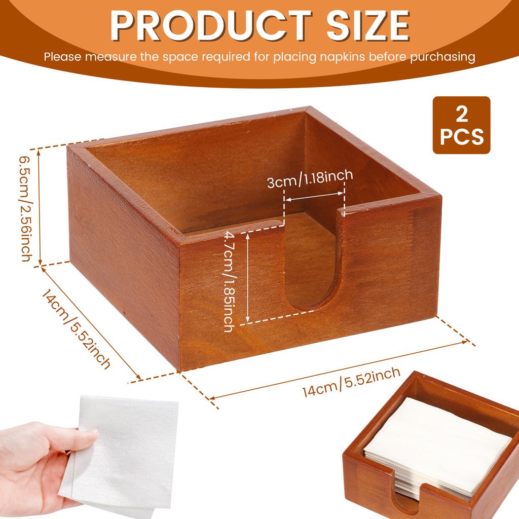 2 Stück Quadratische Holz Taschentuchbox Esszimmer Serviettenhalter Küche Papierhandtuchspender Hülle Zuhause Restaurant Tischzubehör