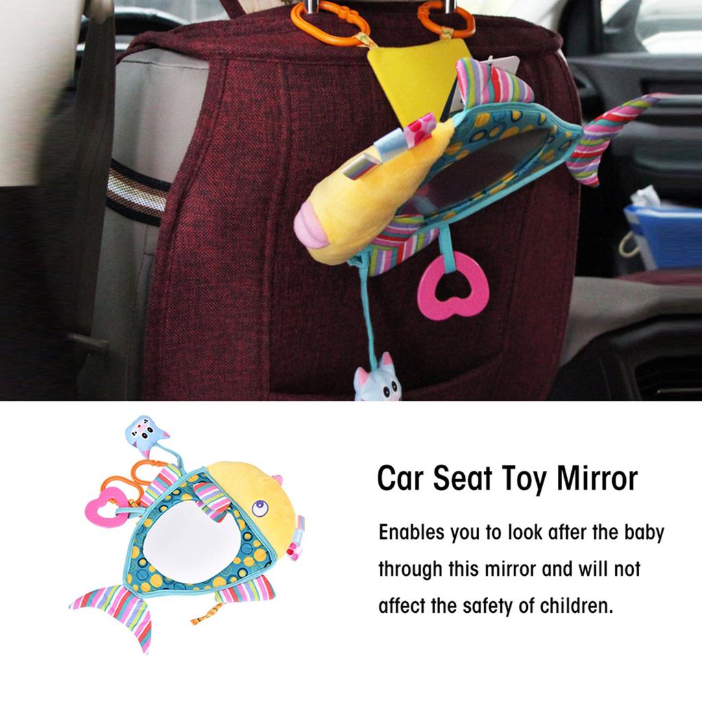 Fish Pattern Car Seat Toy Mirror for Newborn Infant Baby Educational Plush Toy