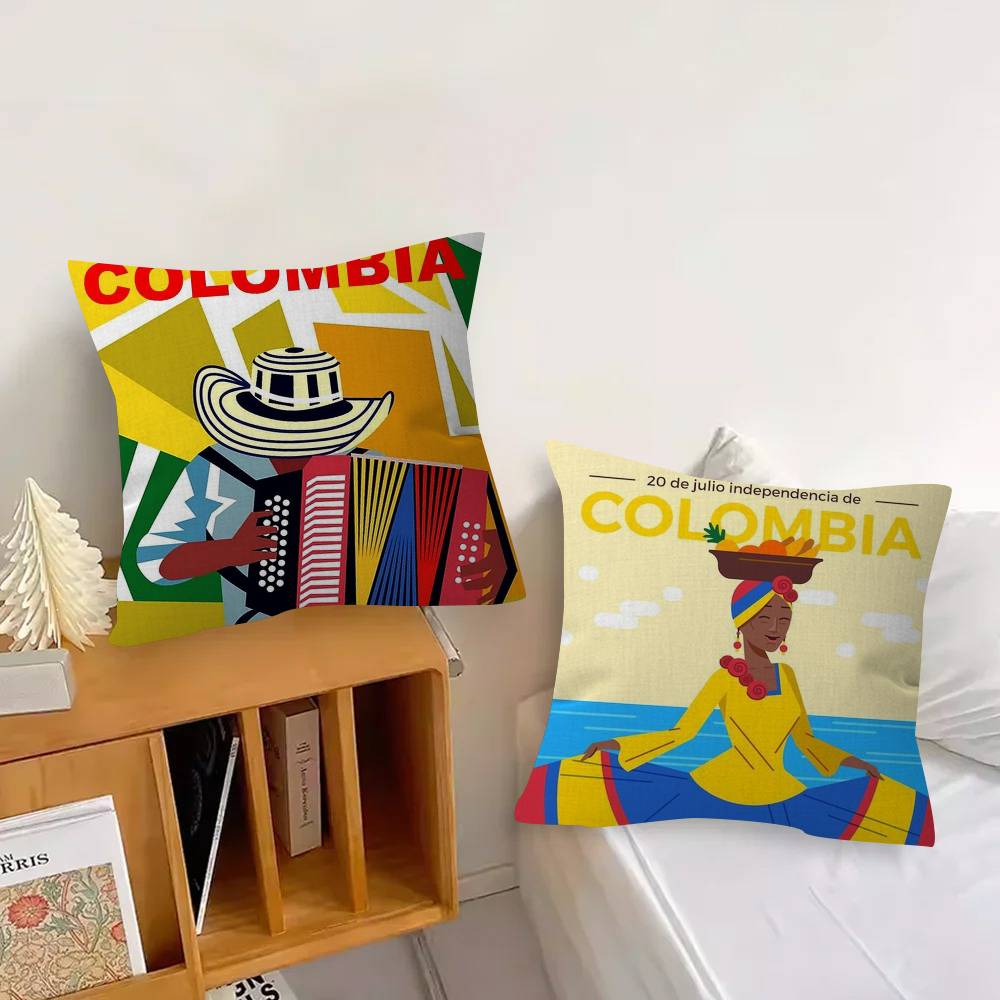 Vintage Landscape Colombia   Pillow Covers Cartoon Sofa Decorative Home Double-sided Printing Short Plush Cute Cushion Cover