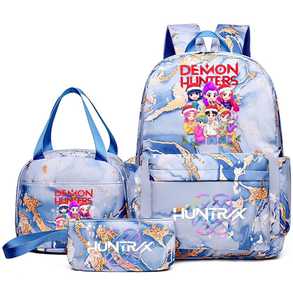 3Pcs/set Christmas K-pop Printed Backpack Handbag Pencil Case for Teenager Student Girl Boy Bookbag Schoolbag Women Large Capacity Travel Bag Kid Gift