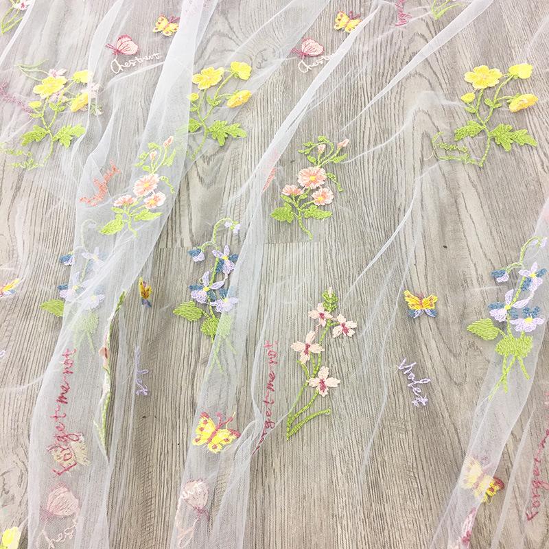 European Embroidered Multi-Color Floral Tulle Wedding Dress